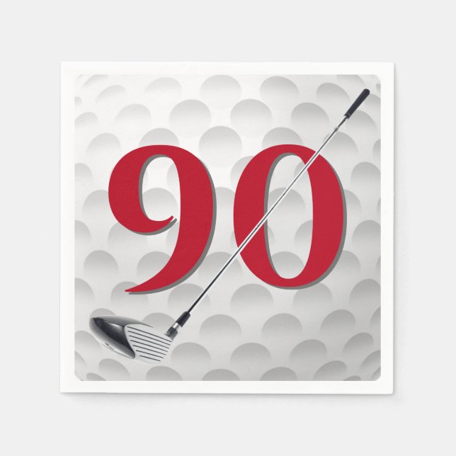 90th Birthday Golf Club Napkins (Front)