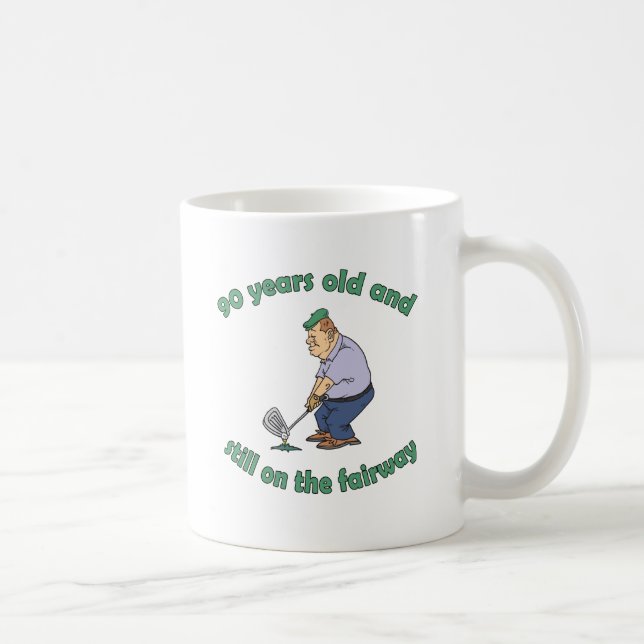90th Birthday Golfer Gag Gift Coffee Mug (Right)