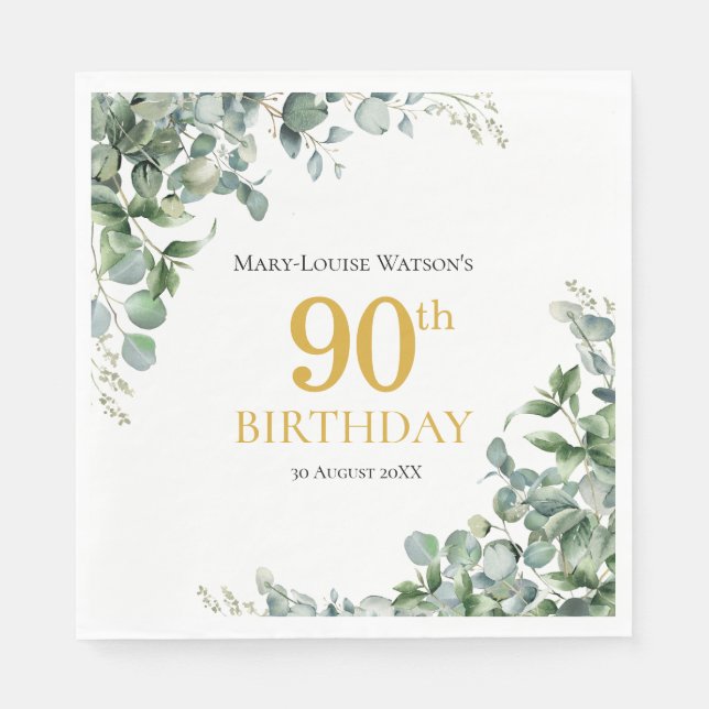 90th birthday greenery Paper Napkin (Front)