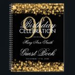 90th Birthday Guestbook Party Sparkles Gold Notebook<br><div class="desc">An elegant and sophisticated 90th (ninetieth) Birthday Guest Book template with Party Sparkles Gold design (featuring gold lights,  gold string and gold sparkles) with easy to customise text.</div>