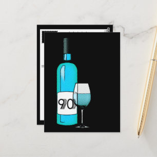 90th birthday halftone wine bottle & glass postcard