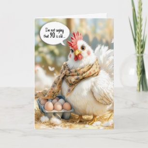 90th Birthday Hen With Eggs in Carton Card