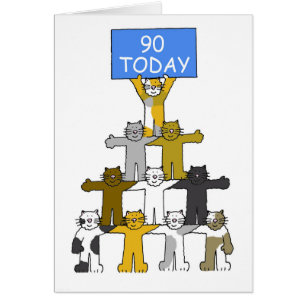 90th Birthday Humour Cartoon Cats