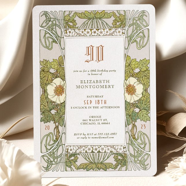 90th Birthday Invitation Art Nouveau by Mucha (Creator Uploaded)