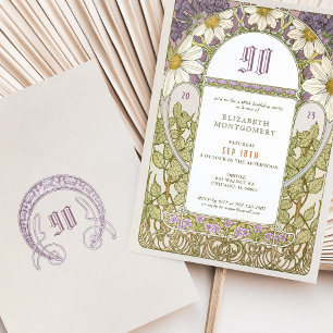90th Birthday Invitation Art Nouveau Daisies