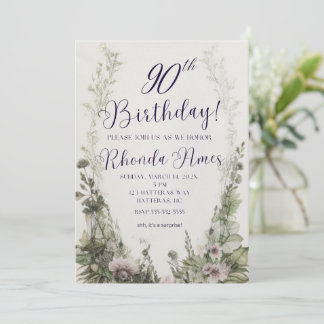 90th Birthday Invitation, Boho Any Age Invitation