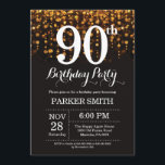 90th Birthday Invitation Gold Glitter<br><div class="desc">90th Birthday Invitation with Gold String Lights with Gold Glitter Background. Gold Birthday. Adult Birthday. Men or Women Bday Invite. 13th 15th 16th 18th 20th 21st 30th 40th 50th 60th 70th 80th 90th 100th, Any age. For further customisation, please click the "Customise it" button and use our design tool to...</div>