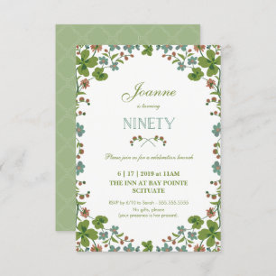 90th Birthday Invitation, Ninetieth Vintage Style Invitation
