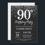 90th Birthday Invitation Silver Glitter<br><div class="desc">90th Birthday Invitation with Silver String Lights with Silver Glitter Background. Silver Birthday. Adult Birthday. Men or Women Bday Invite. 13th 15th 16th 18th 20th 21st 30th 40th 50th 60th 70th 80th 90th 100th, Any age. For further customisation, please click the "Customise it" button and use our design tool to...</div>