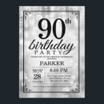 90th Birthday Invitation Silver Glitter<br><div class="desc">90th Birthday Invitation with Silver String Lights with Silver Glitter Background. Silver Birthday. Adult Birthday. Men or Women Bday Invite. 13th 15th 16th 18th 20th 21st 30th 40th 50th 60th 70th 80th 90th 100th, Any age. For further customisation, please click the "Customise it" button and use our design tool to...</div>