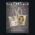 90th Birthday Invitation Vintage Ninety Birthday<br><div class="desc">♥ A perfect way to invite your guests to this special birthday party!</div>