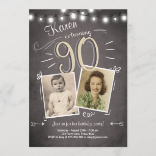 90th Birthday Invitation Vintage Ninety Birthday
