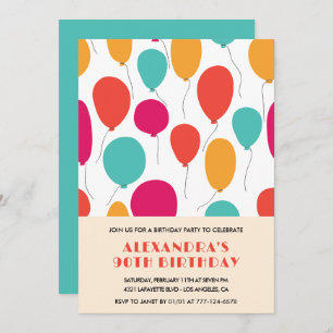 90th birthday invitations Balloons Colourful