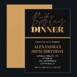 90th birthday invitations Birthday Dinner Black<br><div class="desc">90th birthday invitations Birthday Dinner Black Gold  elegant modern</div>