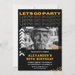 90th birthday invitations Men Photo Spray paint
