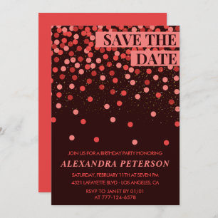 90th birthday invitations Save the date Confetti 