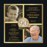 90th Birthday Invitations Then & Now 2 Photos<br><div class="desc">Create your own elegant 90th Adult Birthday Party Invitations. Classic executive style black and gold for men or women, personalised with double photo frame inserts for "Then & Now" pictures -- Customise the name, date, and details for your special celebration. Can be easily customised for other special occasions, corporate events,...</div>