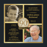 90th Birthday Invitations Then & Now 2 Photos<br><div class="desc">Create your own elegant 90th Adult Birthday Party Invitations. Classic executive style black and gold for men or women, personalised with double photo frame inserts for "Then & Now" pictures -- Customise the name, date, and details for your special celebration. Can be easily customised for other special occasions, corporate events,...</div>
