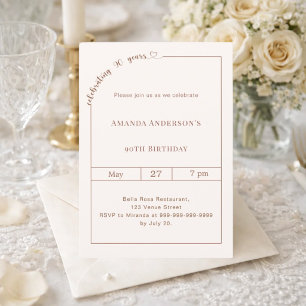90th birthday ivory cream simple modern invitation