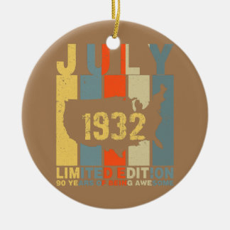 90th Birthday July 1932 90 Years Of Being Awesome Ceramic Ornament