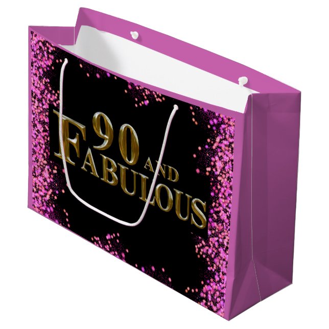 90th Birthday  Large Gift Bag (Front Angled)