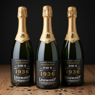 90th Birthday Legend Add Your Name 1936 Vintage Sparkling Wine Label