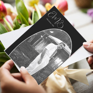 90th Birthday Male Photo Monogram Stylish Birthday Invitation