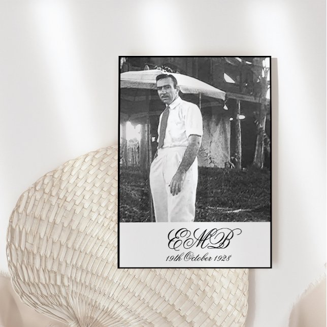 90th Birthday Male Stylish Photo Monogram Birthday Invitation (Creator Uploaded)