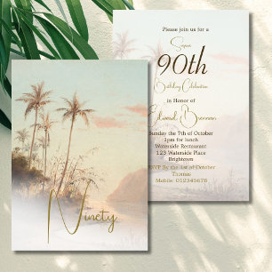 90th Birthday Male Tropical Vintage Palm Birthday Invitation