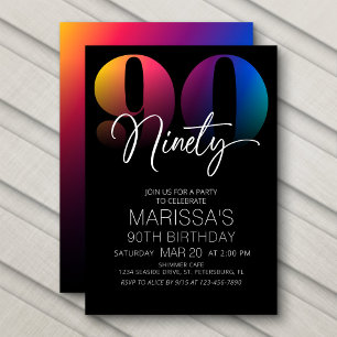 90th Birthday Modern Invitation
