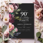 90th Birthday Modern Moody Burgundy Blush Floral Invitation<br><div class="desc">Celebrate your milestone with a modern moody 90th birthday invitation featuring rich burgundy and blush florals. This elegant design blends deep, dramatic tones with soft, romantic accents, perfect for setting a sophisticated yet inviting atmosphere. The striking floral arrangement adds a touch of luxury, while the contemporary layout keeps it stylish...</div>