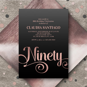 90th Birthday Modern Script Invitation
