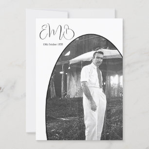 90th Birthday Monogram Male Photo Stylish Birthday Invitation