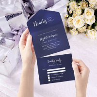 90th Birthday navy blue silver rsvp