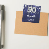 90th birthday navy blue silver stars