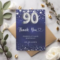 90th birthday navy blue silver stars
