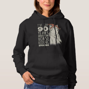 90th Birthday Ninety - 90 Years Old Horse Rider T- Hoodie