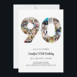90th Birthday Number 90 Custom Photo Collage Invitation<br><div class="desc">Mark ninety years of wonderful memories and adventures with this captivating 90th Birthday Number Photo Collage. This customisable template is the perfect blend of creativity and sentiment, allowing you to create a truly memorable gift for your loved one's special day. Capture the essence of incredible years in a single masterpiece...</div>