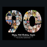 90th Birthday Number 90 Photo Collage Gift Poster<br><div class="desc">Mark years of wonderful memories and adventures with this captivating 90th Birthday Number Photo Collage. This customisable template is the perfect blend of creativity and sentiment, allowing you to create a truly memorable and personalised gift for your loved one's special day. Capture the essence of incredible years in a single...</div>