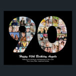 90th Birthday Number 90 Photo Collage Gift Poster<br><div class="desc">Mark years of wonderful memories and adventures with this captivating 90th Birthday Number Photo Collage. This customisable template is the perfect blend of creativity and sentiment, allowing you to create a truly memorable and personalised gift for your loved one's special day. Capture the essence of incredible years in a single...</div>