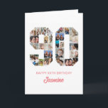 90th Birthday Number 90 Photo Collage Personalised Card<br><div class="desc">Celebrate momentous 90th Birthday with this cute card. It's a personalised photo collage birthday card that allows you to create a truly unique and memorable design. This customisable template lets you insert your own cherished photos, capturing the precious moments throughout the year. This custom card is perfect for commemorating your...</div>