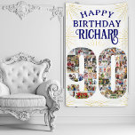 90th Birthday Number with 90 Photos Party Banner<br><div class="desc">90th Birthday Party Banner personalised with the birthday person's name and up to 90 of your favourite photos. This celebration welcome sign features the number 90 filled with 90 pictures and framed with gold fireworks / stars / sunbursts. It is lettered with ornate typography and you are welcome to edit...</div>