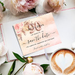 90th birthday pampas rose florals save the date announcement postcard<br><div class="desc">A feminine Save the Date for a 90th birthday party. A blush pink, rose gold gradient background decorated with blush pink florals and pampas grass. Personalise and add a date and name/age. The text: Save the Date is written with a large trendy hand lettered style script. Number 90 is written...</div>