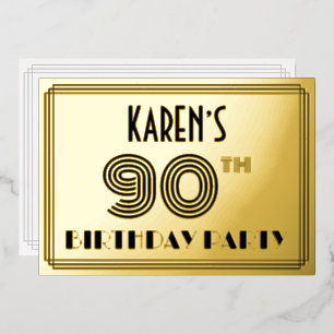 90th Birthday Party — Art Deco Style “90” & Name
