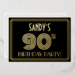 90th Birthday Party — Art Deco Style “90” + Name