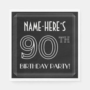90th Birthday Party: Art Deco Style + Custom Name Napkin