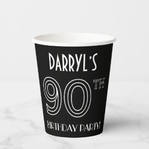 90th Birthday Party: Art Deco Style + Custom Name Paper Cups