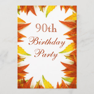 90th Birthday Party Autumn/Fall Leaves Invitation