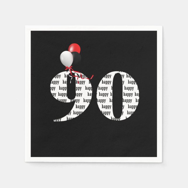 90th Birthday party balloons Napkin (Front)