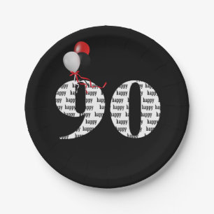 90th birthday party balloons paper plate